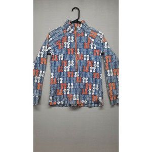 Crown and Ivy Beach Blue Flip Flop Design Long Sleeve Top Womens Size Small XS